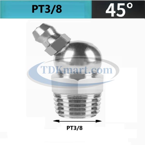 Vú mỡ Inox PT3/8-19 45 độ