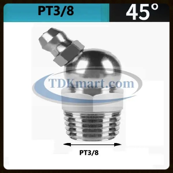 Vú mỡ thép mạ PT3/8-19 45 độ
