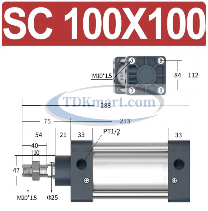 Xi lanh khí nén vuông SC100X100