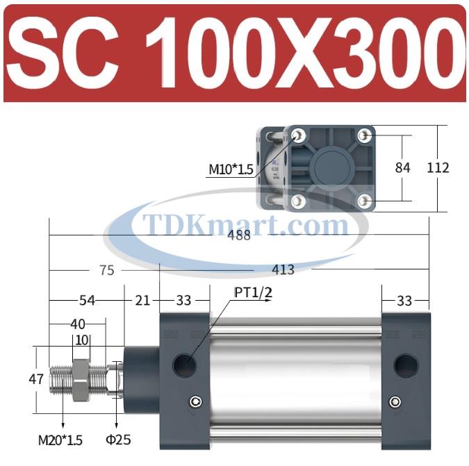 Xi lanh khí nén vuông SC100X300