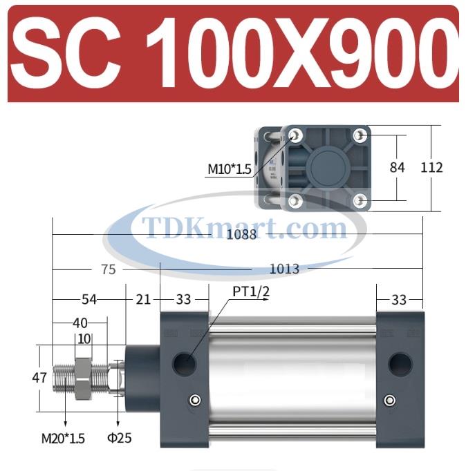 Xi lanh khí nén vuông SC100X900