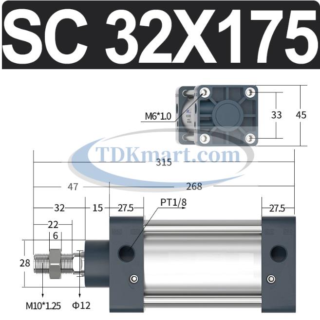 Xi lanh khí nén vuông SC32X175