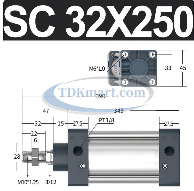Xi lanh khí nén vuông SC32X250