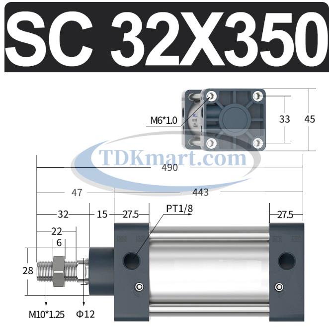 Xi lanh khí nén vuông SC32X350