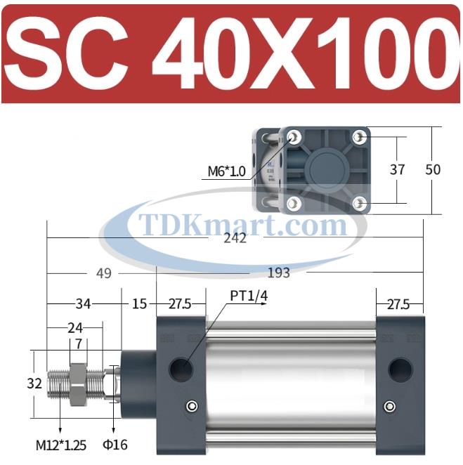 Xi lanh khí nén vuông SC40X100
