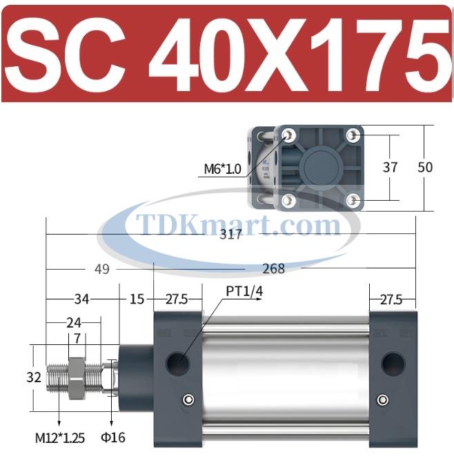 Xi lanh khí nén vuông SC40X175