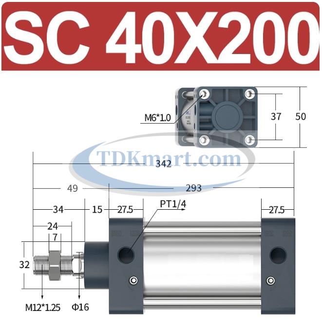Xi lanh khí nén vuông SC40X200