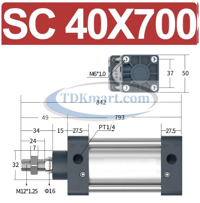 Xi lanh khí nén vuông SC40X700