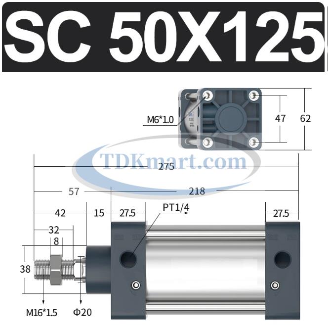 Xi lanh khí nén vuông SC50X125
