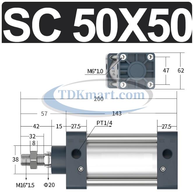 Xi lanh khí nén vuông SC50X50