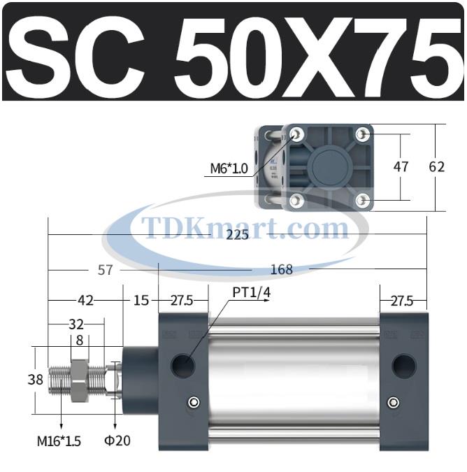Xi lanh khí nén vuông SC50X75