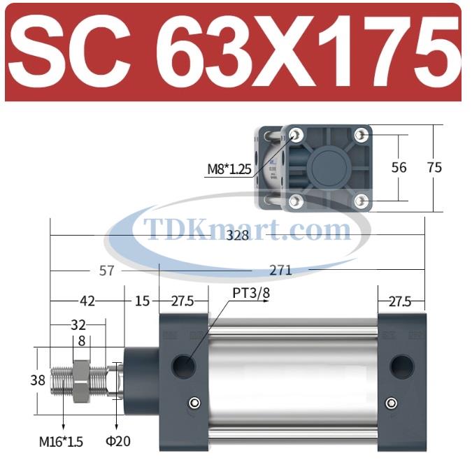 Xi lanh khí nén vuông SC63X175
