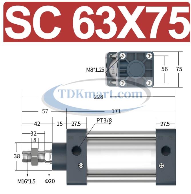 Xi lanh khí nén vuông SC63X75