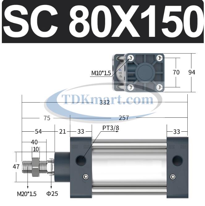 Xi lanh khí nén vuông SC80X150