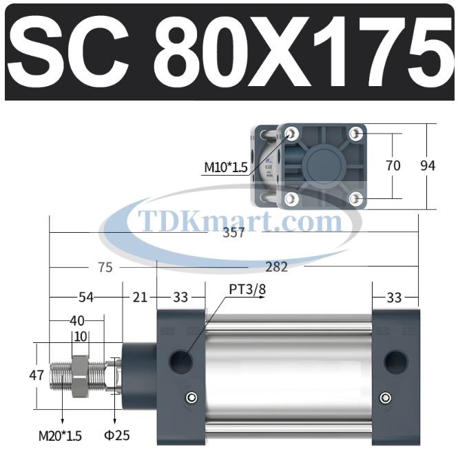 Xi lanh khí nén vuông SC80X175