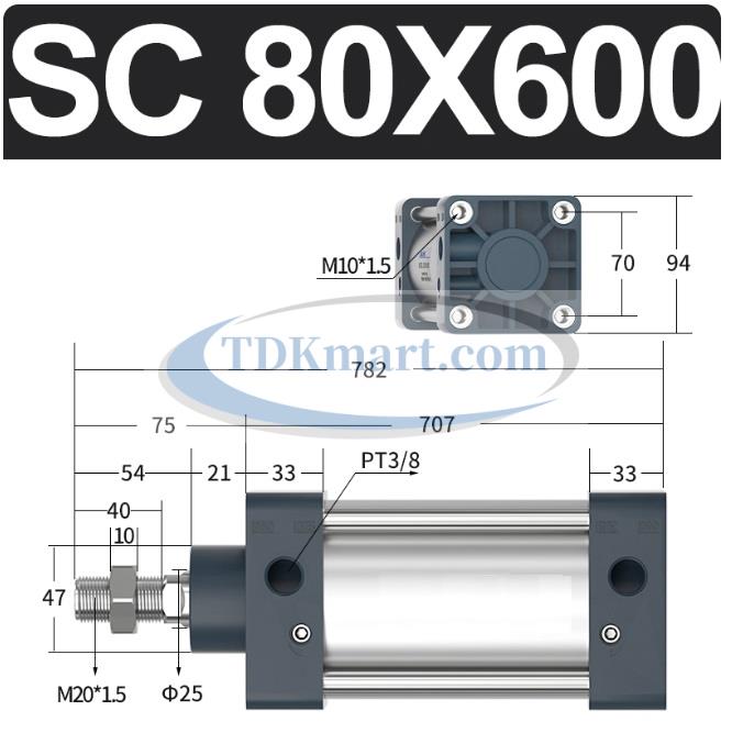 Xi lanh khí nén vuông SC80X600