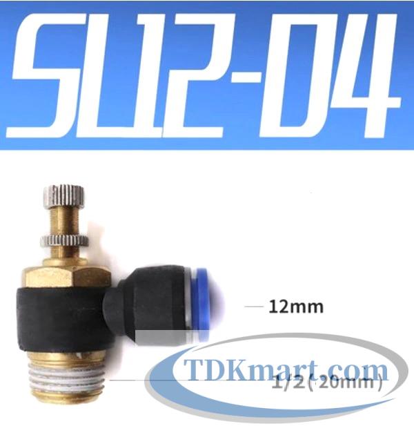 Van tiết lưu khí nén ghim ống 12mm ren ngoài 1/2