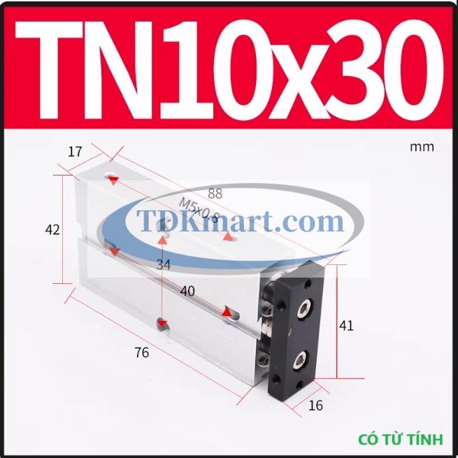 Xi lanh khí nén 2 ty TN10X30-S