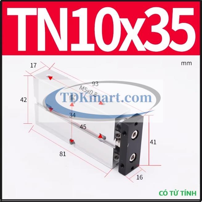 Xi lanh khí nén 2 ty TN10X35-S