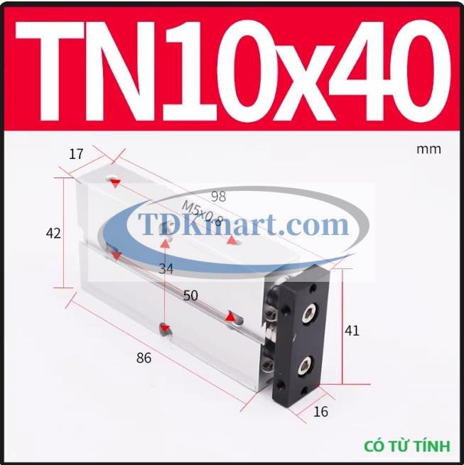 Xi lanh khí nén 2 ty TN10X40-S
