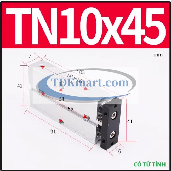 Xi lanh khí nén 2 ty TN10X45-S
