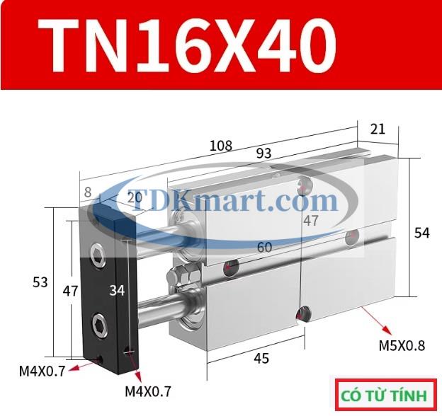 Xi lanh khí nén 2 ty TN16X40-S