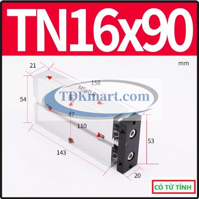 Xi lanh khí nén 2 ty TN16X90-S