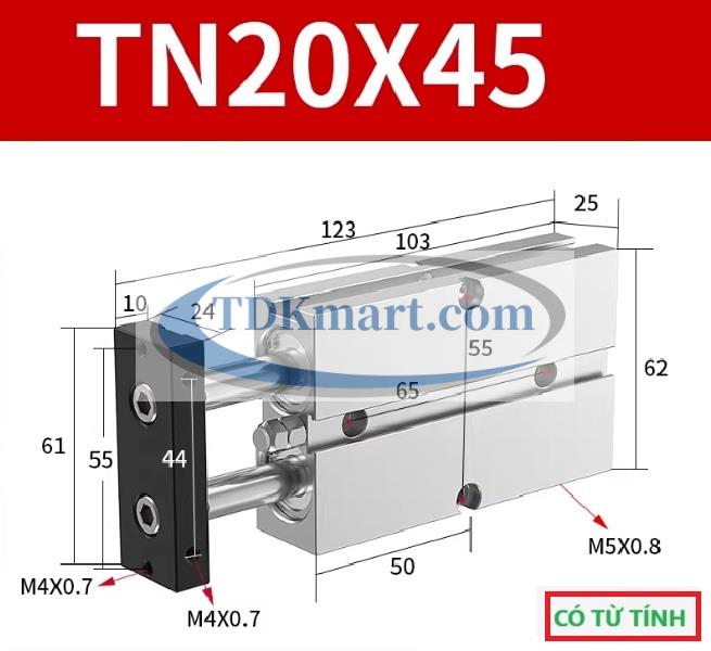 Xi lanh khí nén 2 ty TN20X45-S