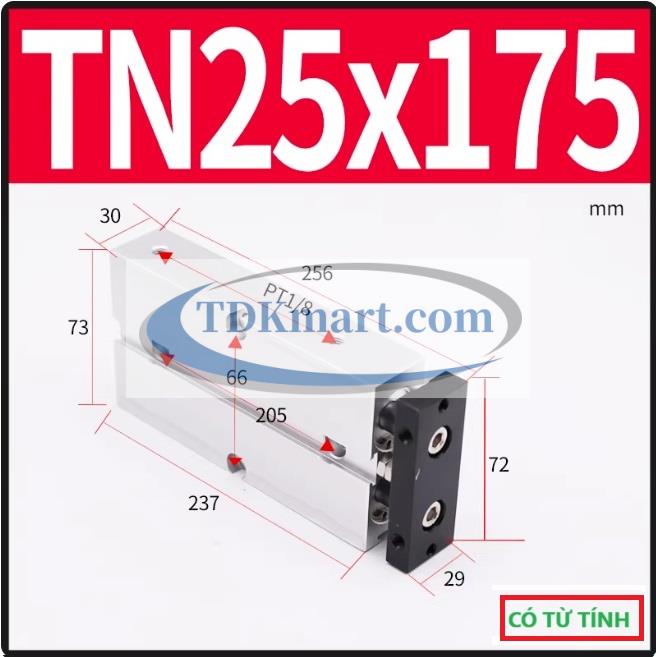 Xi lanh khí nén 2 ty TN25X175-S