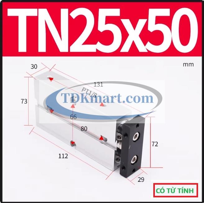 Xi lanh khí nén 2 ty TN25X50-S