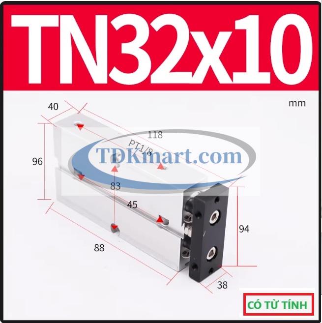 Xi lanh khí nén 2 ty TN32X10-S