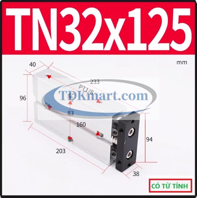 Xi lanh khí nén 2 ty TN32X125-S