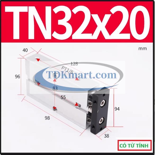 Xi lanh khí nén 2 ty TN32X20-S
