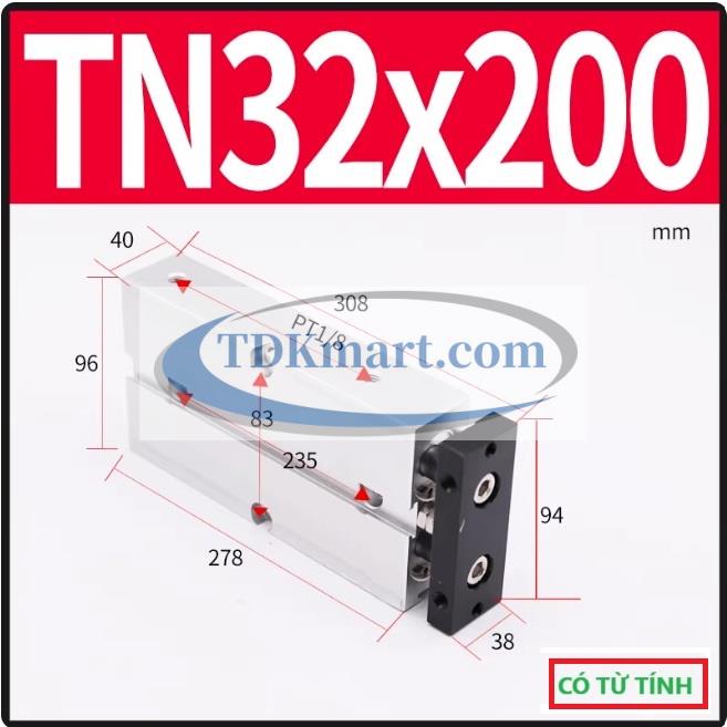 Xi lanh khí nén 2 ty TN32X200-S