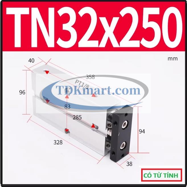 Xi lanh khí nén 2 ty TN32X250-S