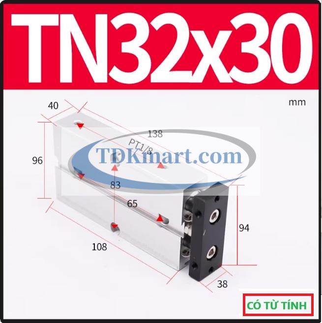 Xi lanh khí nén 2 ty TN32X30-S