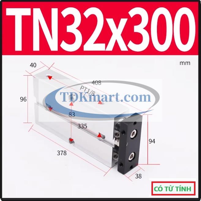 Xi lanh khí nén 2 ty TN32X300-S