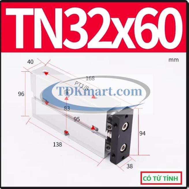 Xi lanh khí nén 2 ty TN32X60-S