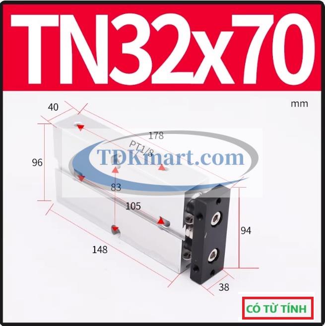 Xi lanh khí nén 2 ty TN32X70-S