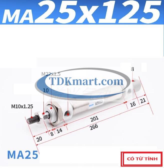Xi lanh khí nén MA25X125-S-CA