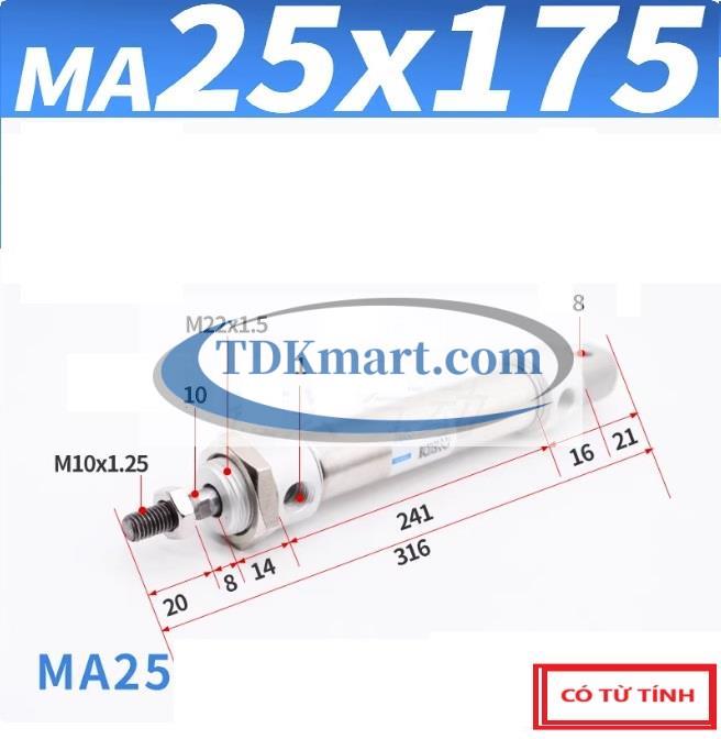 Xi lanh khí nén MA25X175-S-CA