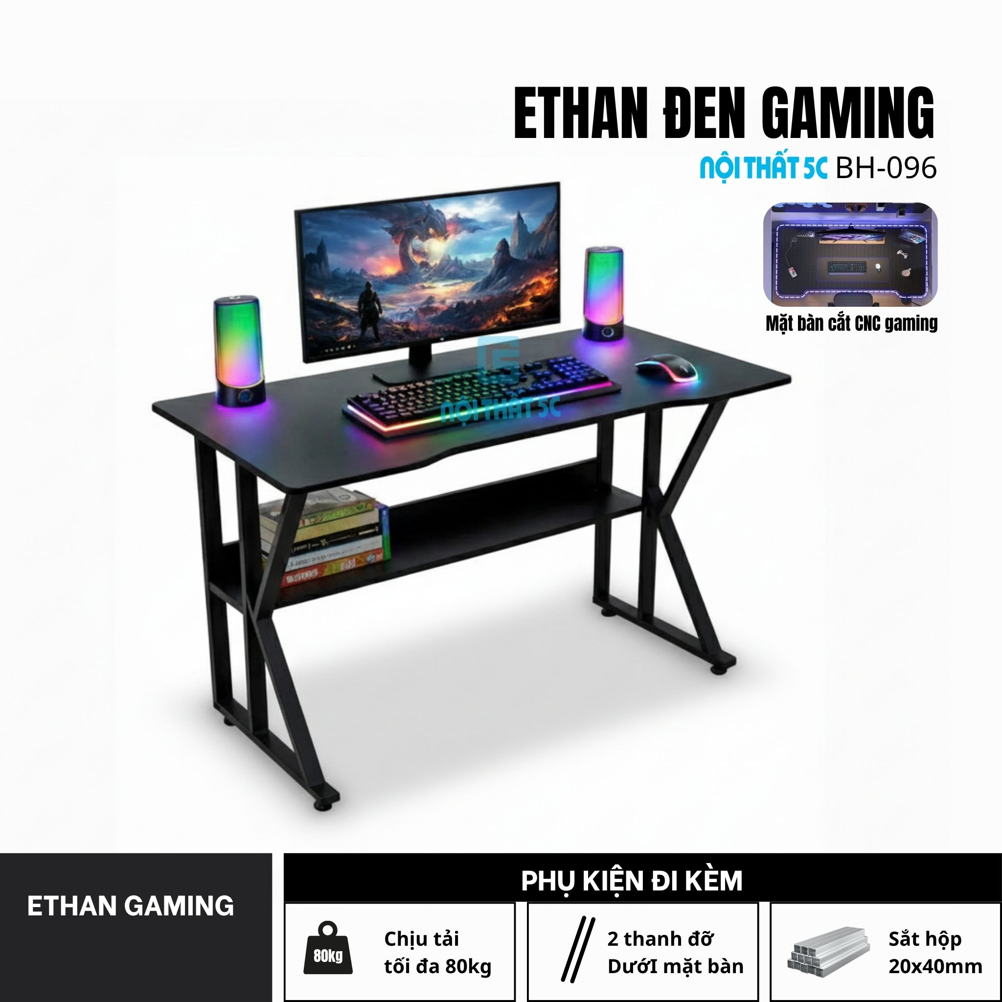 Hướng dẫn lắp đặt bàn gaming Ethan 1m4 BH-096 140cm