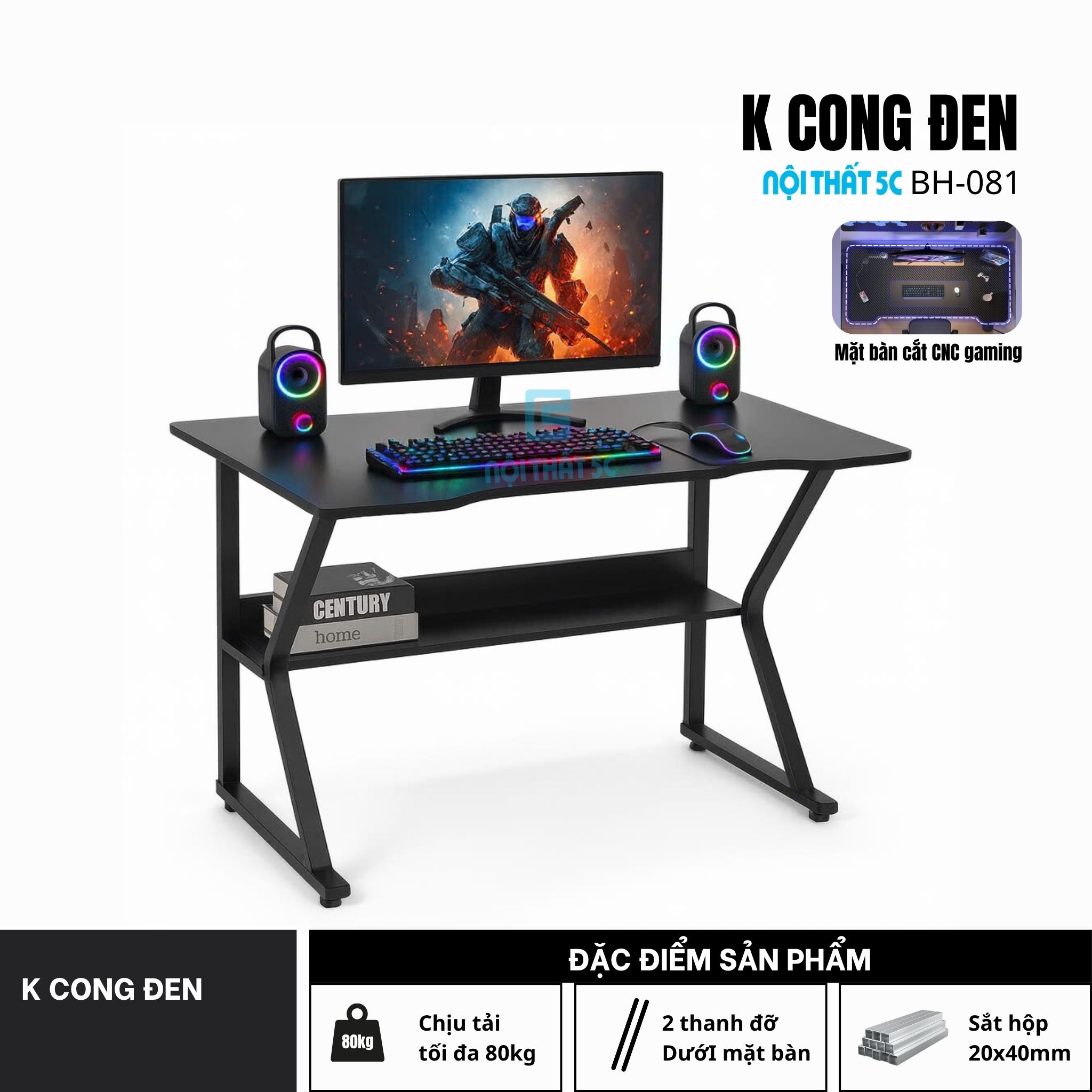 Hướng dẫn lắp đặt bàn gaming K Cong 1m4 BH-081 140cm