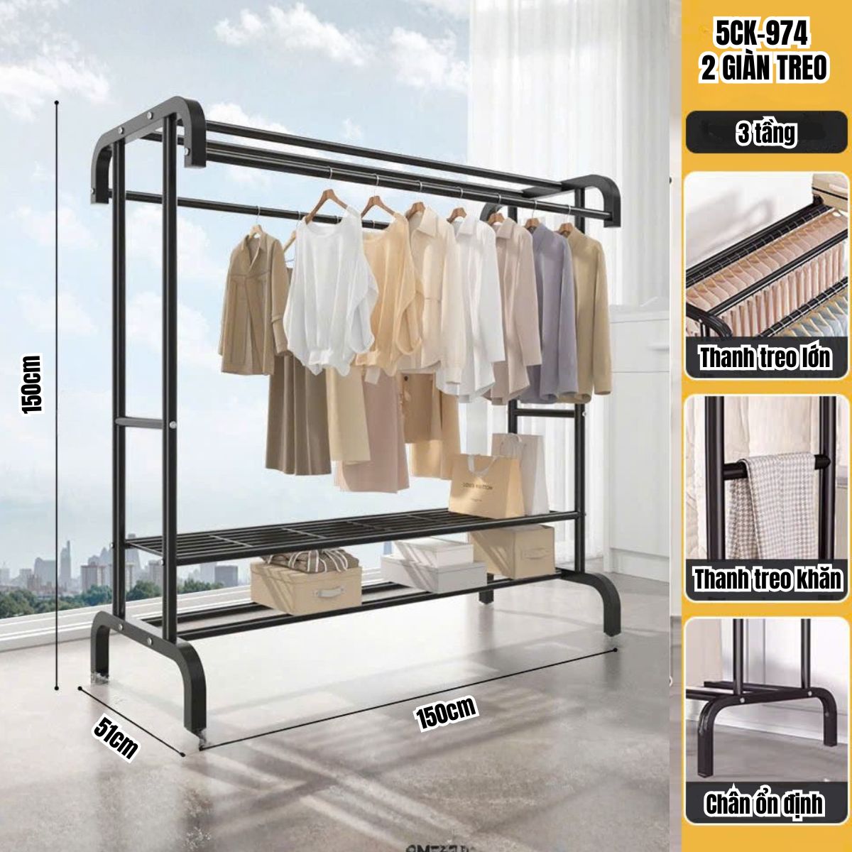 Hướng dẫn lắp đặt kệ quần áo 5CK-974