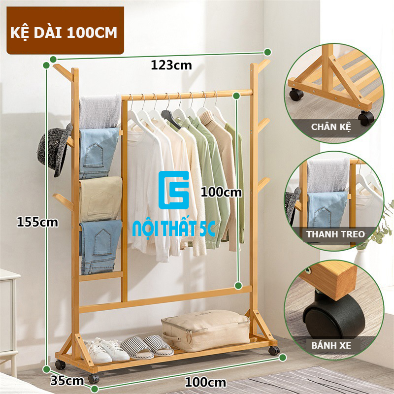 Giá treo quần áo di động bằng gỗ tre của chúng tôi đa năng và tiện dụng, giá thành hợp lý nhưng vẫn mang lại sự sang trọng cho không gian sống của bạn. Bạn sẽ không thể tìm ra một sản phẩm gỗ nào tốt như vậy với giá cả phải chăng như của chúng tôi.