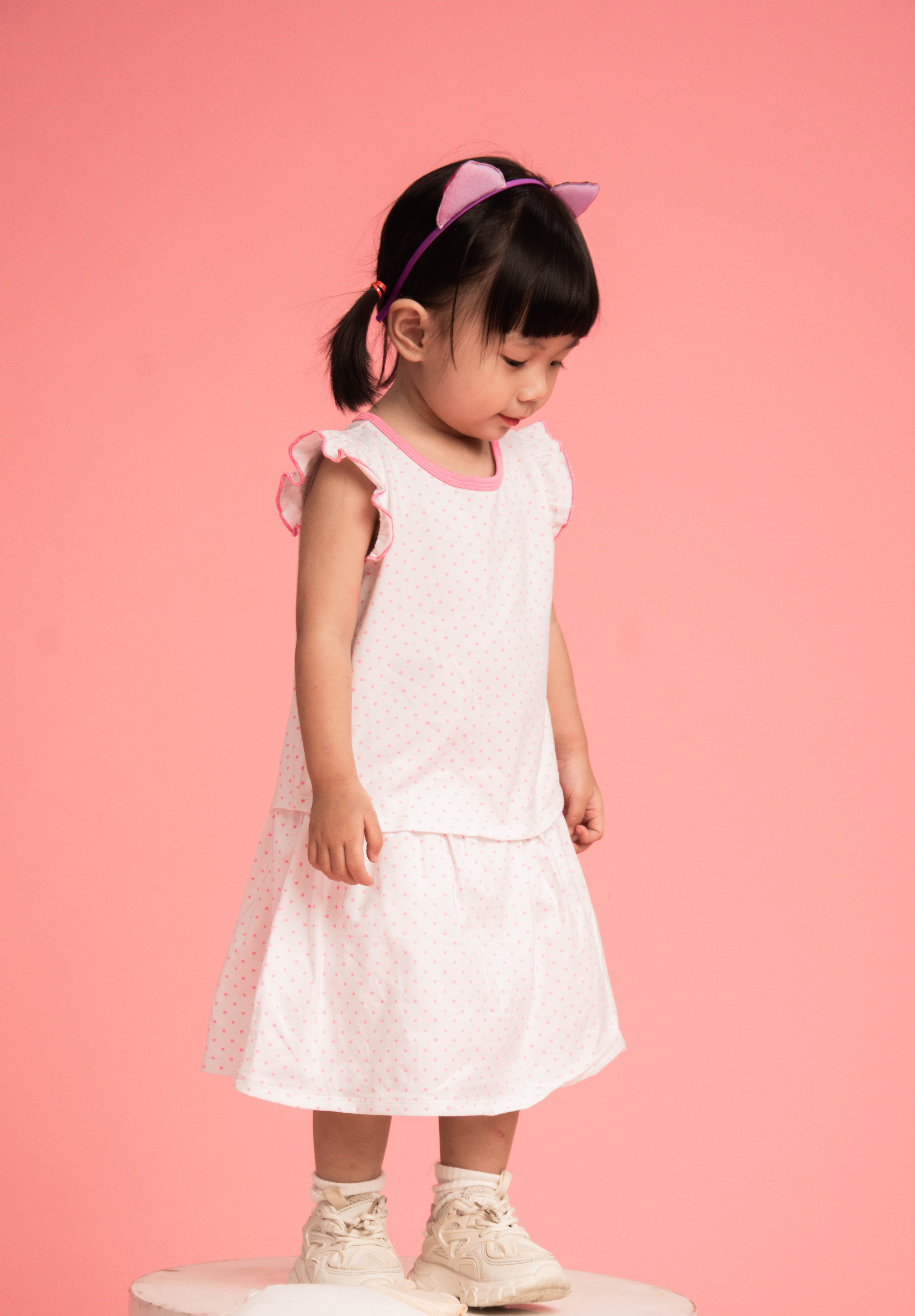 OETEO] Bộ áo cộc tay bèo đầm ngắn bé gái 2 - 5 tuổi vải cotton ...