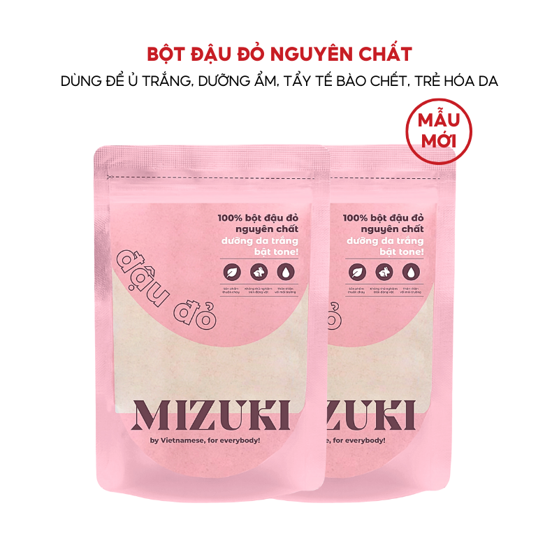 Combo 2 Túi Bột Đậu Đỏ Nguyên Chất Mizuki Tẩy Tế Bào Chết, Dưỡng Trắng Da, Se Khít Lỗ Chân Lông