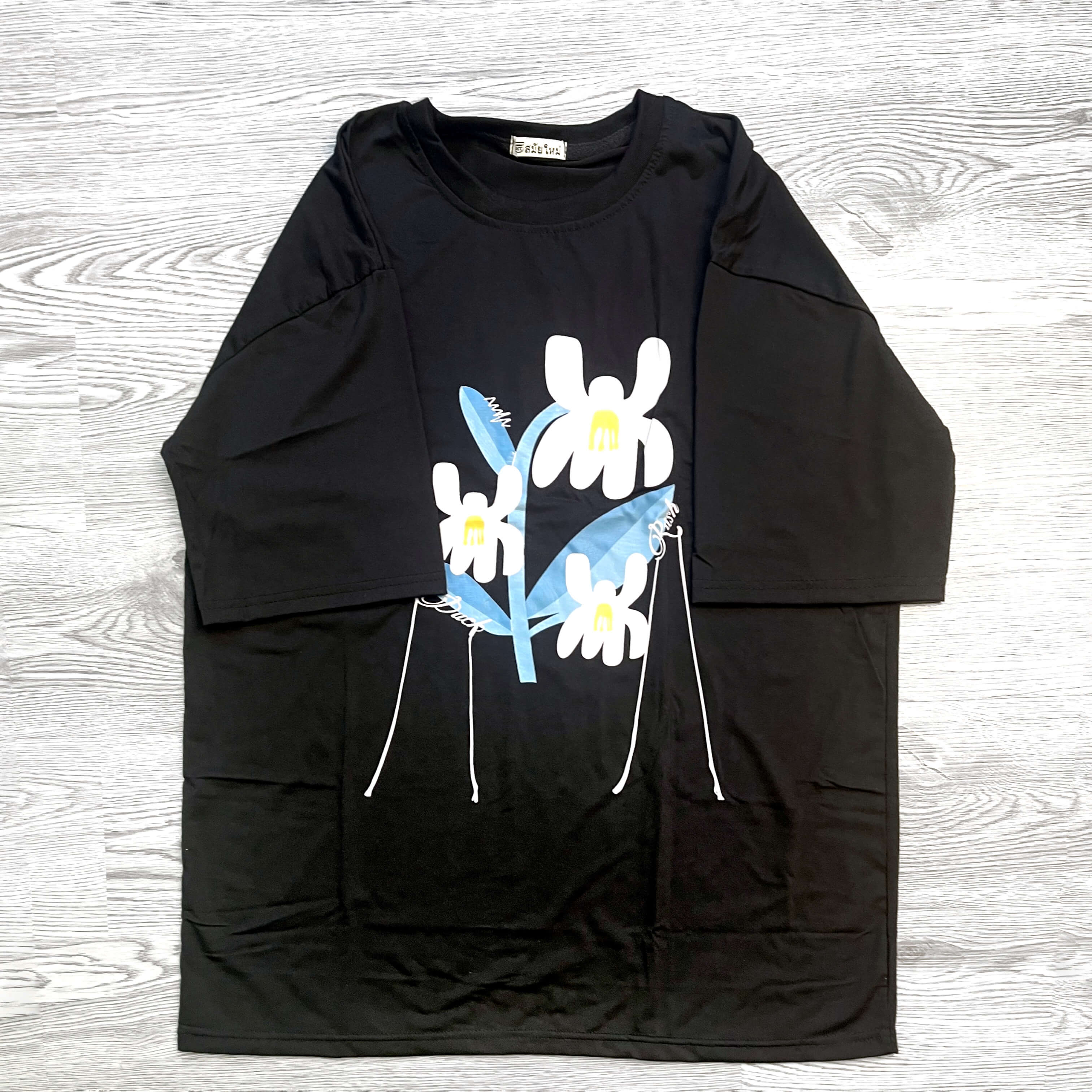 MS015 Áo Thun Unisex Nam Nữ, Áo Thun Form Rộng Thời Trang In Hình Hoa Tím Dễ Thương Freesize