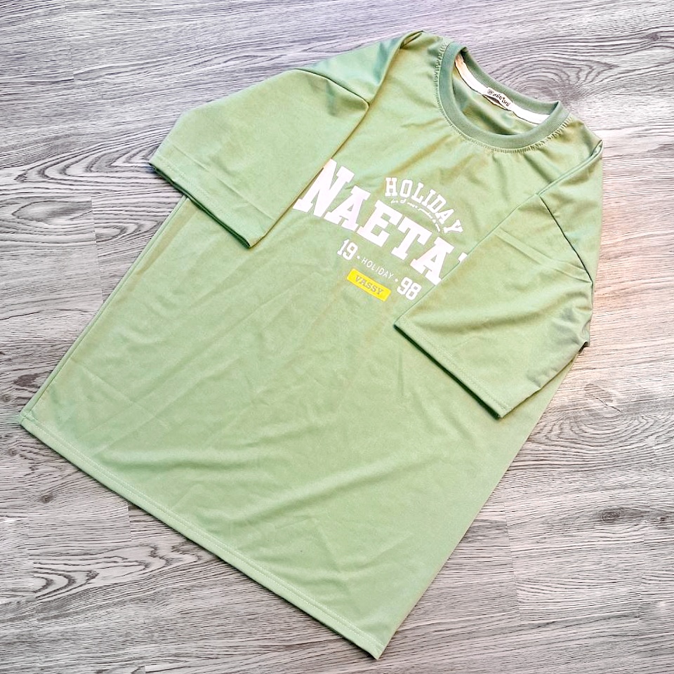 MS011 Áo Thun Unisex Nam Nữ, Áo Thun Form Rộng Thời Trang In Chữ HOLIDAY Dễ Thương Freesize