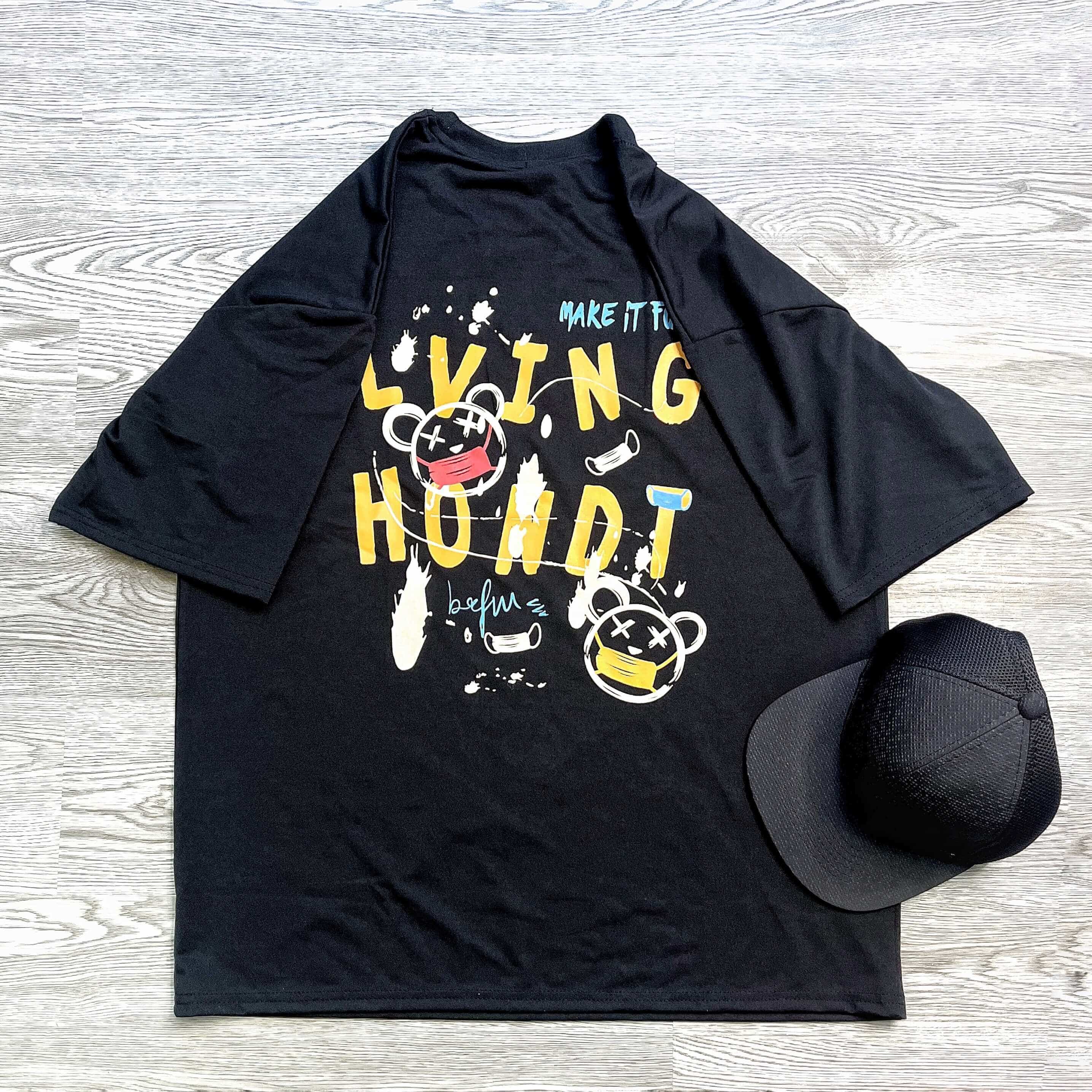 MS026 Áo Thun Unisex Nam Nữ, Áo Thun Form Rộng Thời Trang In Hình Dễ Thương Freesize